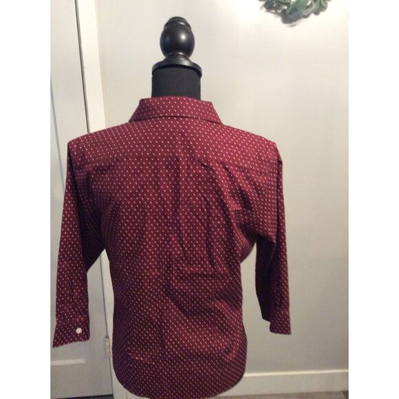 L.L. Bean Small S Wrinkle Free Wine Print blouse Womens - Picture 4 of 5